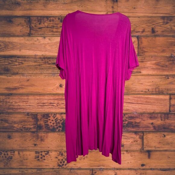 5 for $25🔥Roaman's Fuchsia Asymmetrical Knit Lace Blouse 3X (30/32) - Picture 2 of 7